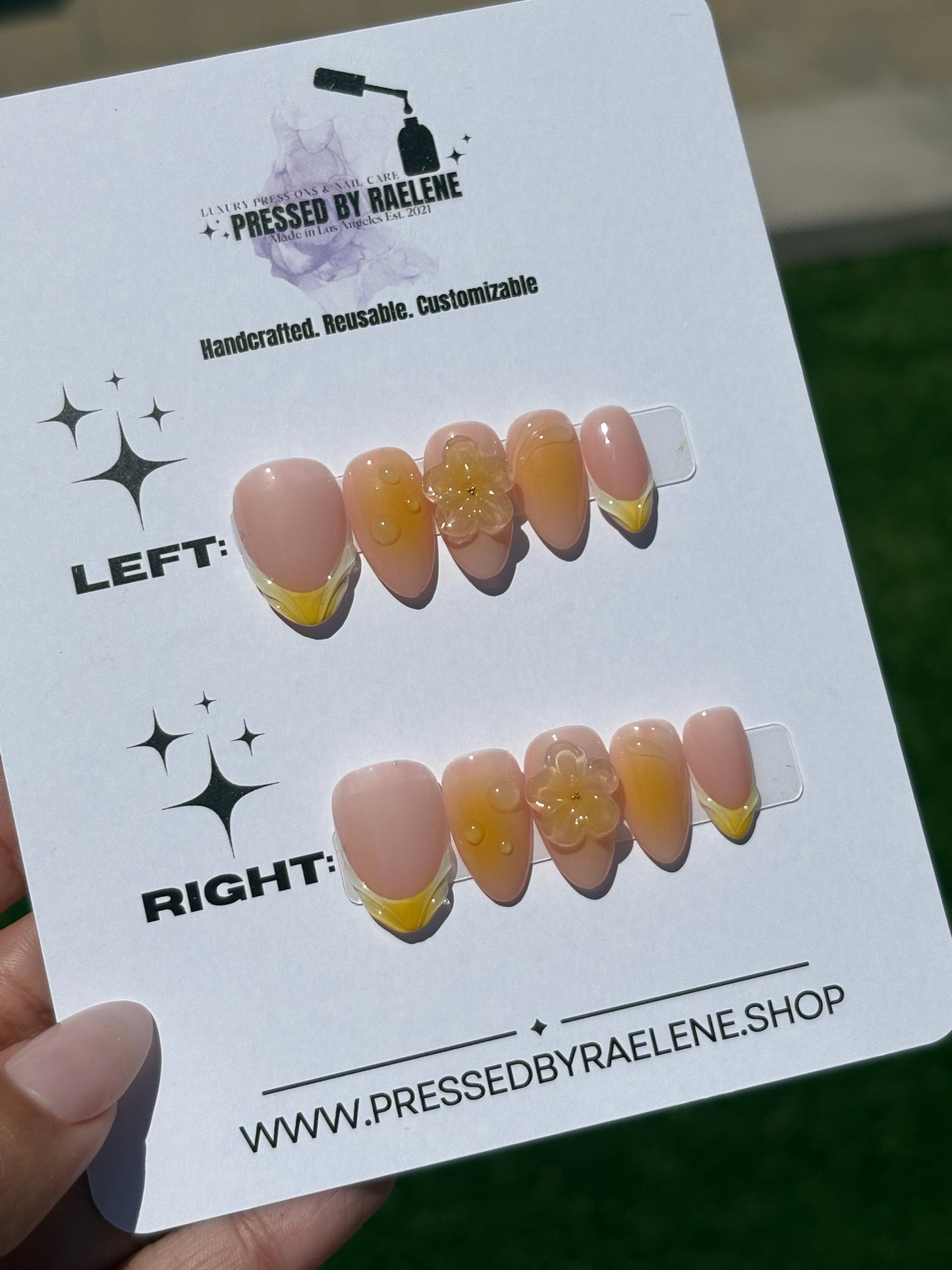 Yellow flowers | Short Almond | Size (Large) | Ready to Ship