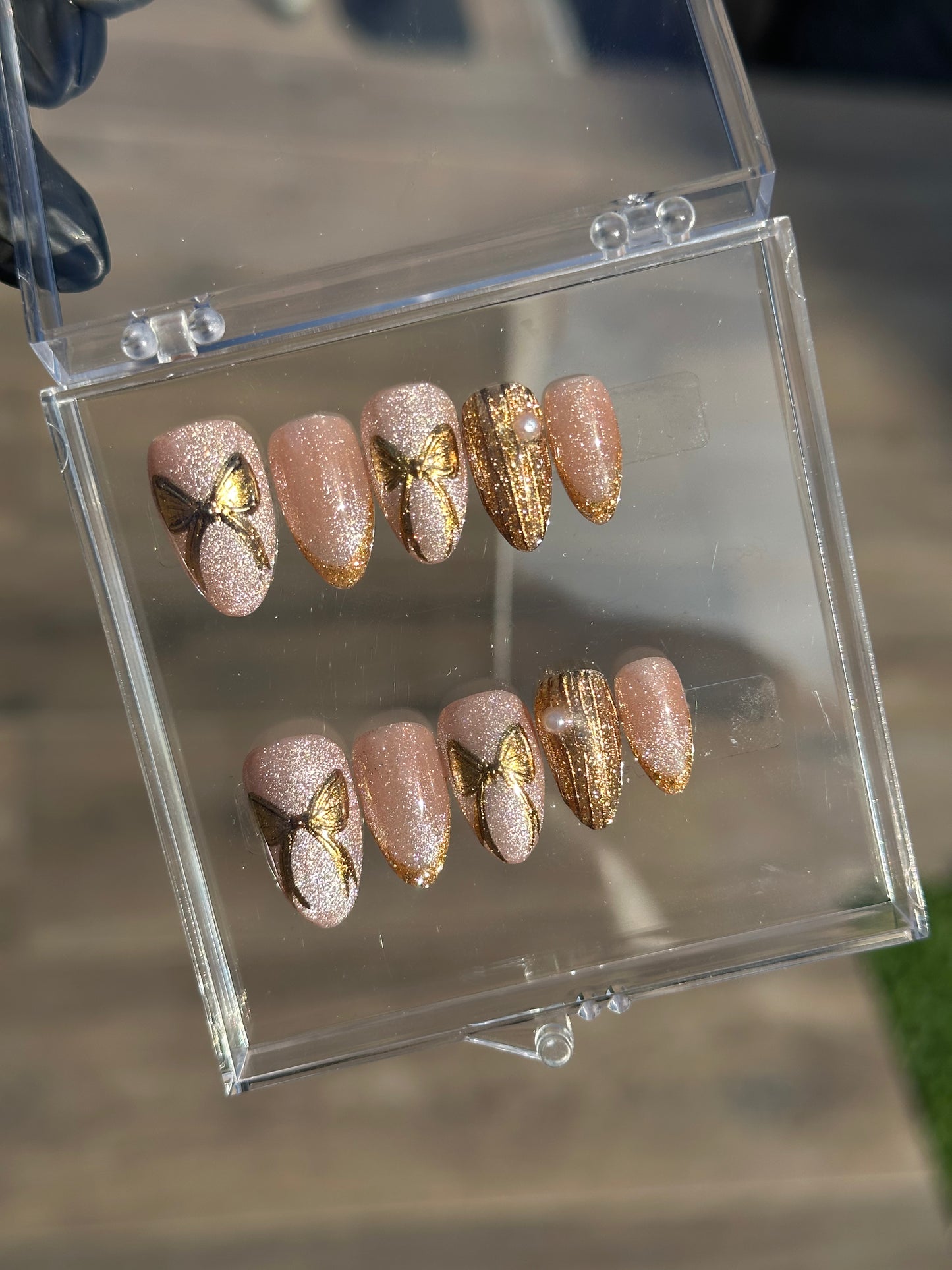 Classy Bow Nails | Short Almond Pictured
