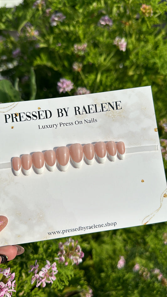 French tip | Short Almond | Size (Xsmall)| Ready to Ship
