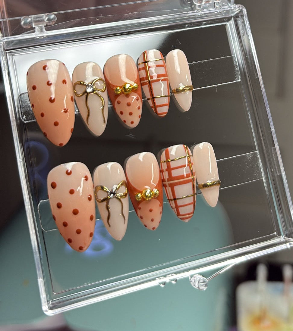 Brown French Nails | Medium Almond Pictured